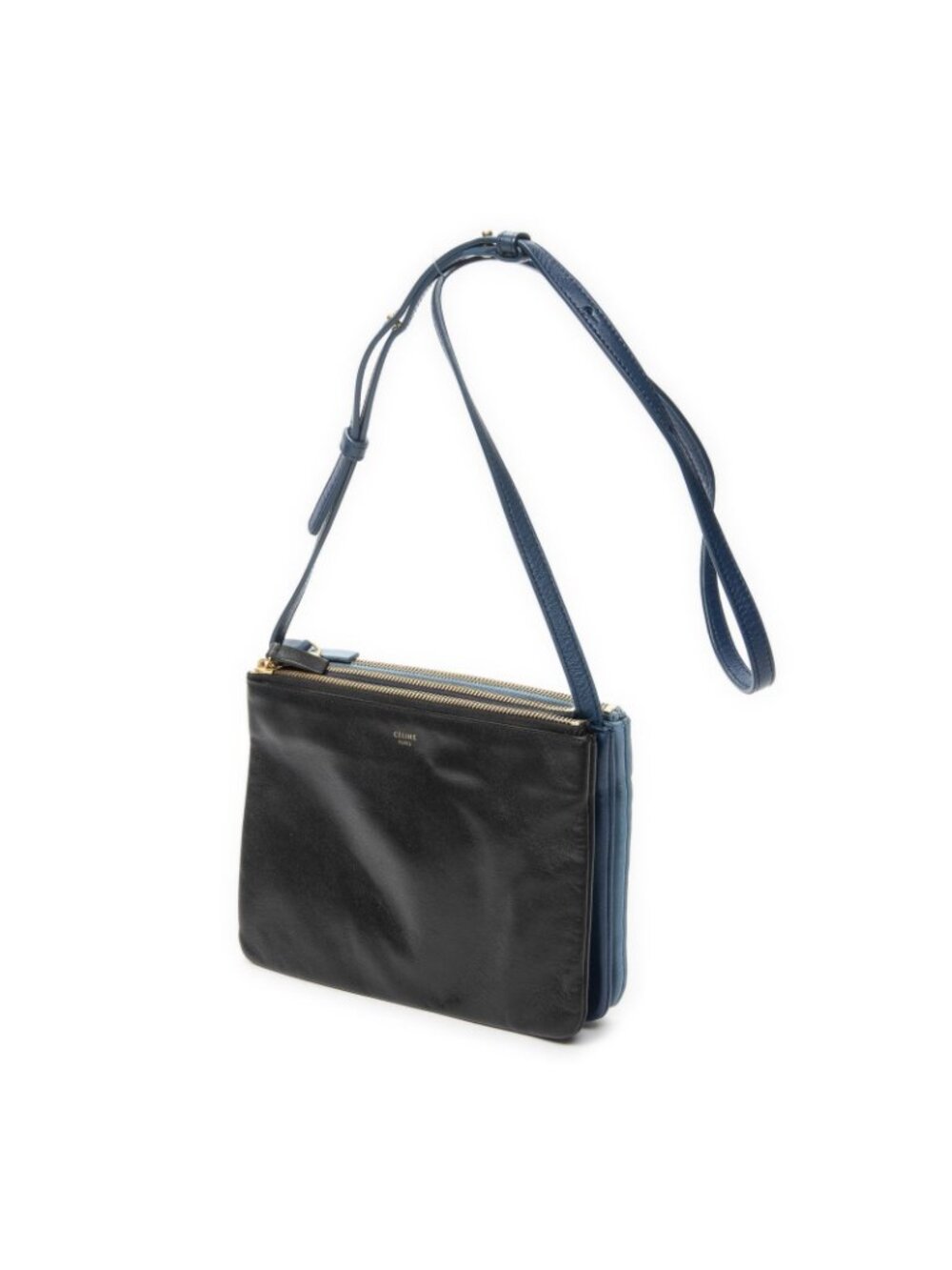 Celine Small Trio Crossbody Blue Black Calfskin Leather - Picture 2 of 11